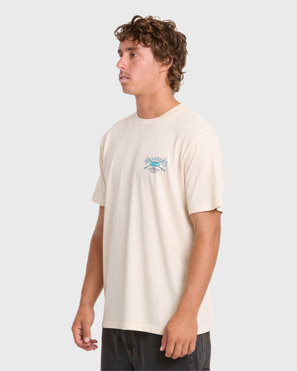 Billabong Men's Heritage Arch Wave Washed Premium Short Sleeve Cotton T-Shirt - Oatmeal