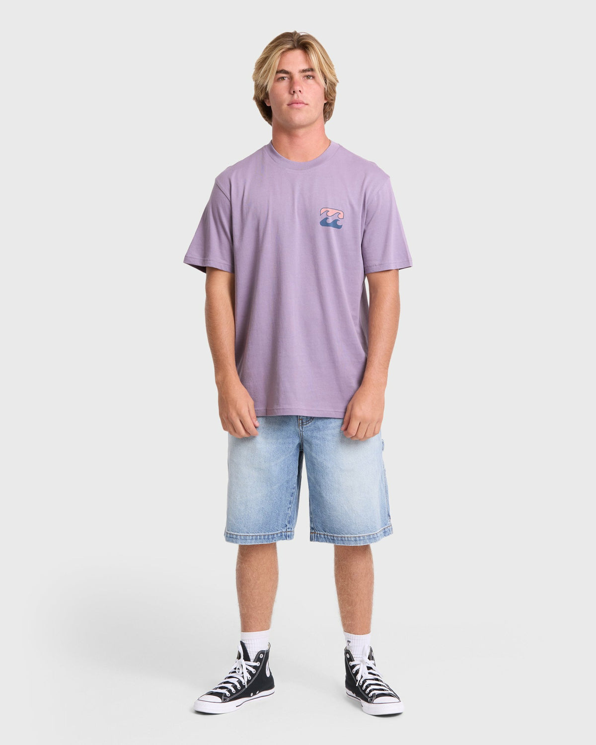 Billabong Men's Crayon Wave Premium Short Sleeve Knit T-Shirt - Purple Ash