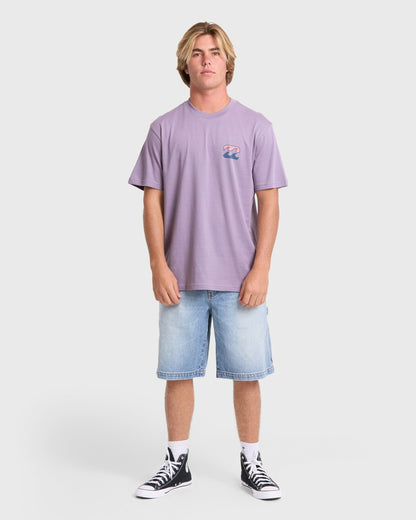 Billabong Men's Crayon Wave Premium Short Sleeve Knit T-Shirt - Purple Ash