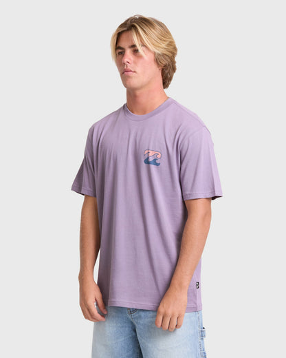 Billabong Men's Crayon Wave Premium Short Sleeve Knit T-Shirt - Purple Ash