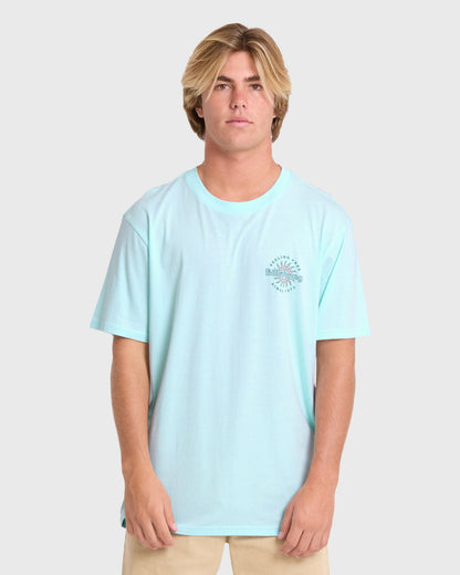 Billabong Men's Single Fin Premium Short Sleeve Knit T-Shirt - Coastal Blue