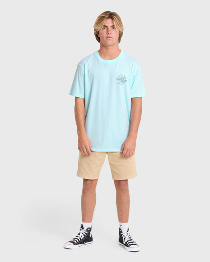 Billabong Men's Single Fin Premium Short Sleeve Knit T-Shirt - Coastal Blue
