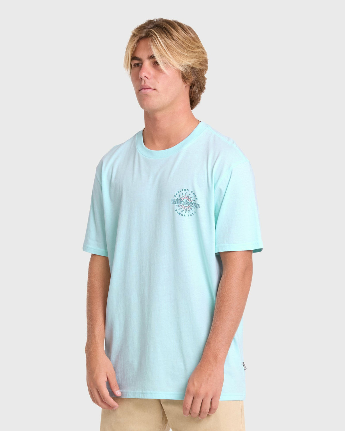 Billabong Men's Single Fin Premium Short Sleeve Knit T-Shirt - Coastal Blue