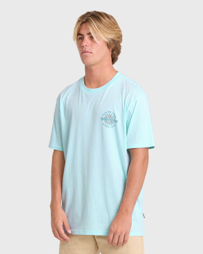 Billabong Men's Single Fin Premium Short Sleeve Knit T-Shirt - Coastal Blue