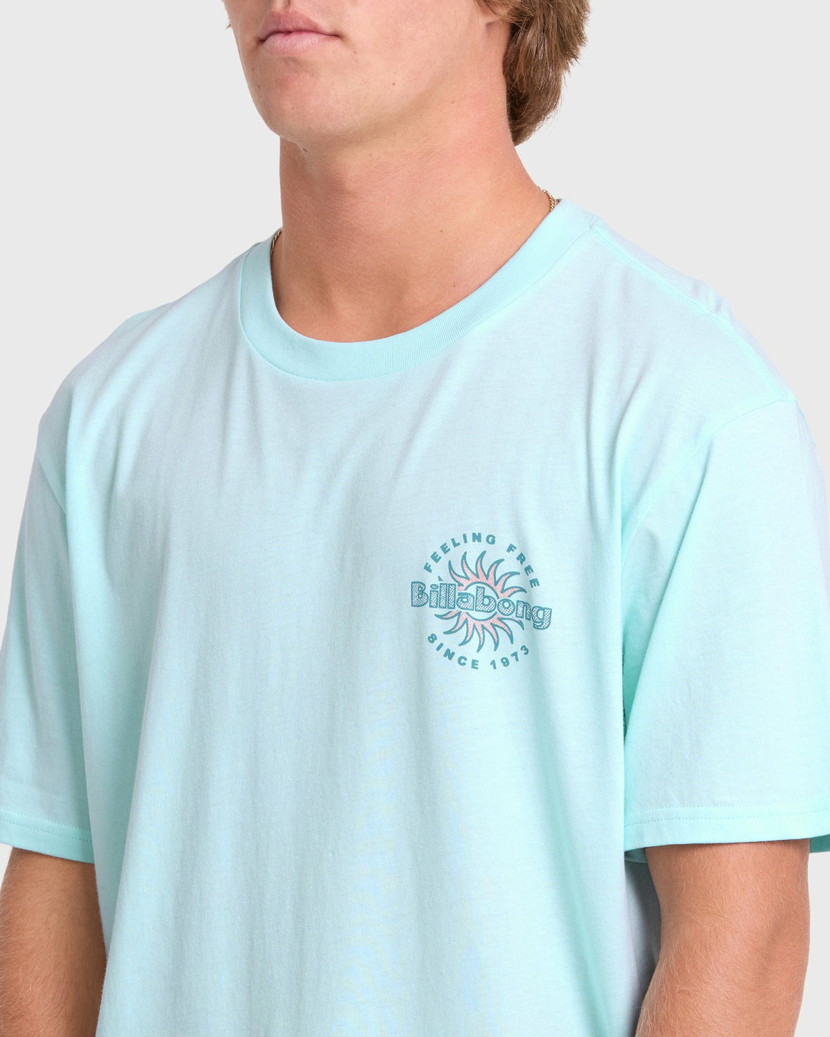 Billabong Men's Single Fin Premium Short Sleeve Knit T-Shirt - Coastal Blue