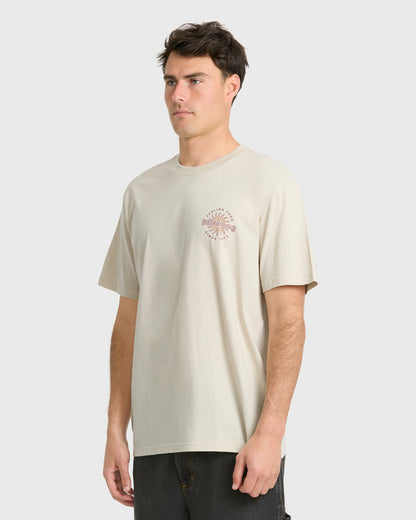 Billabong Men's Single Fin Premium Short Sleeve Knit T-Shirt - Oatmeal