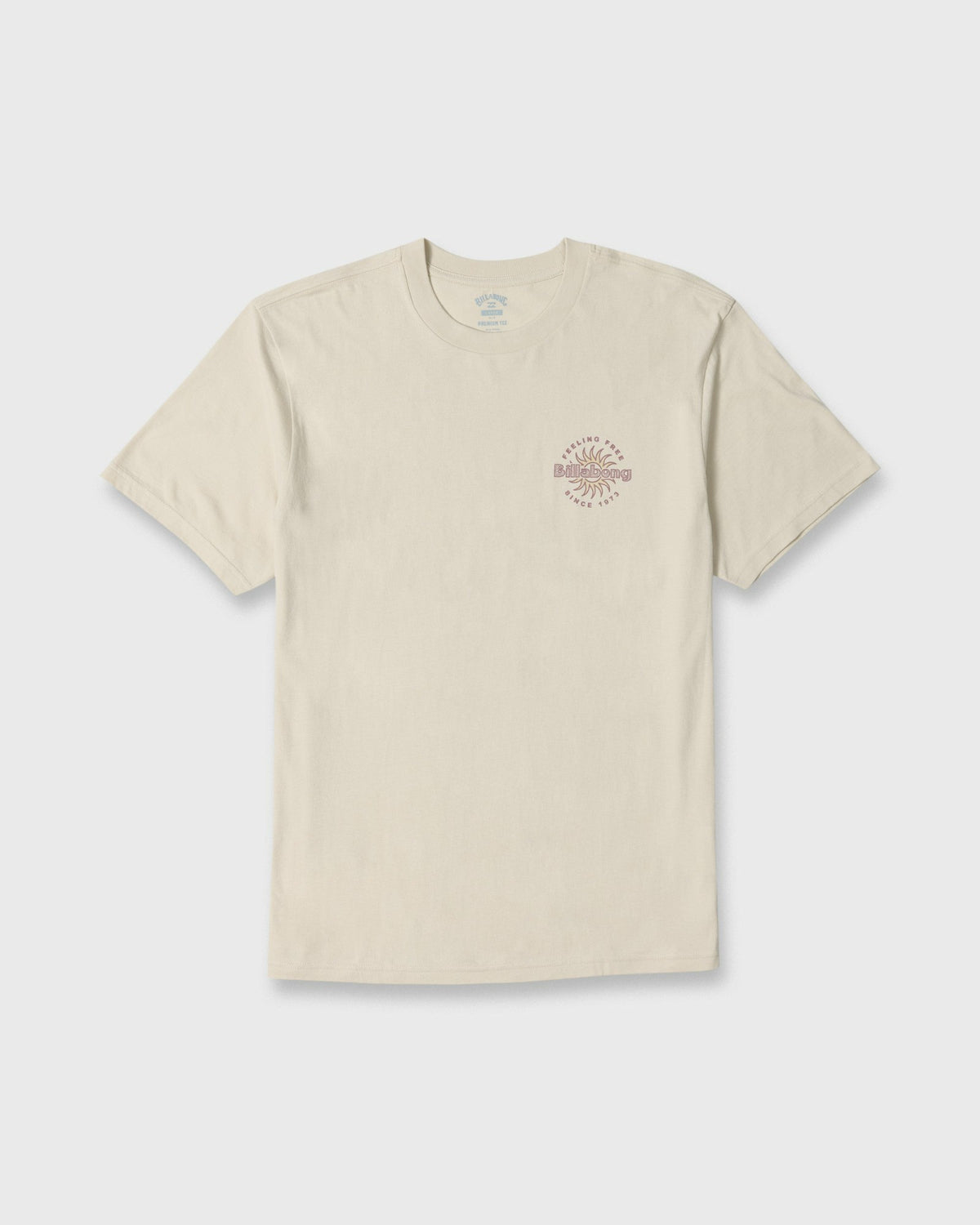 Billabong Men's Single Fin Premium Short Sleeve Knit T-Shirt - Oatmeal
