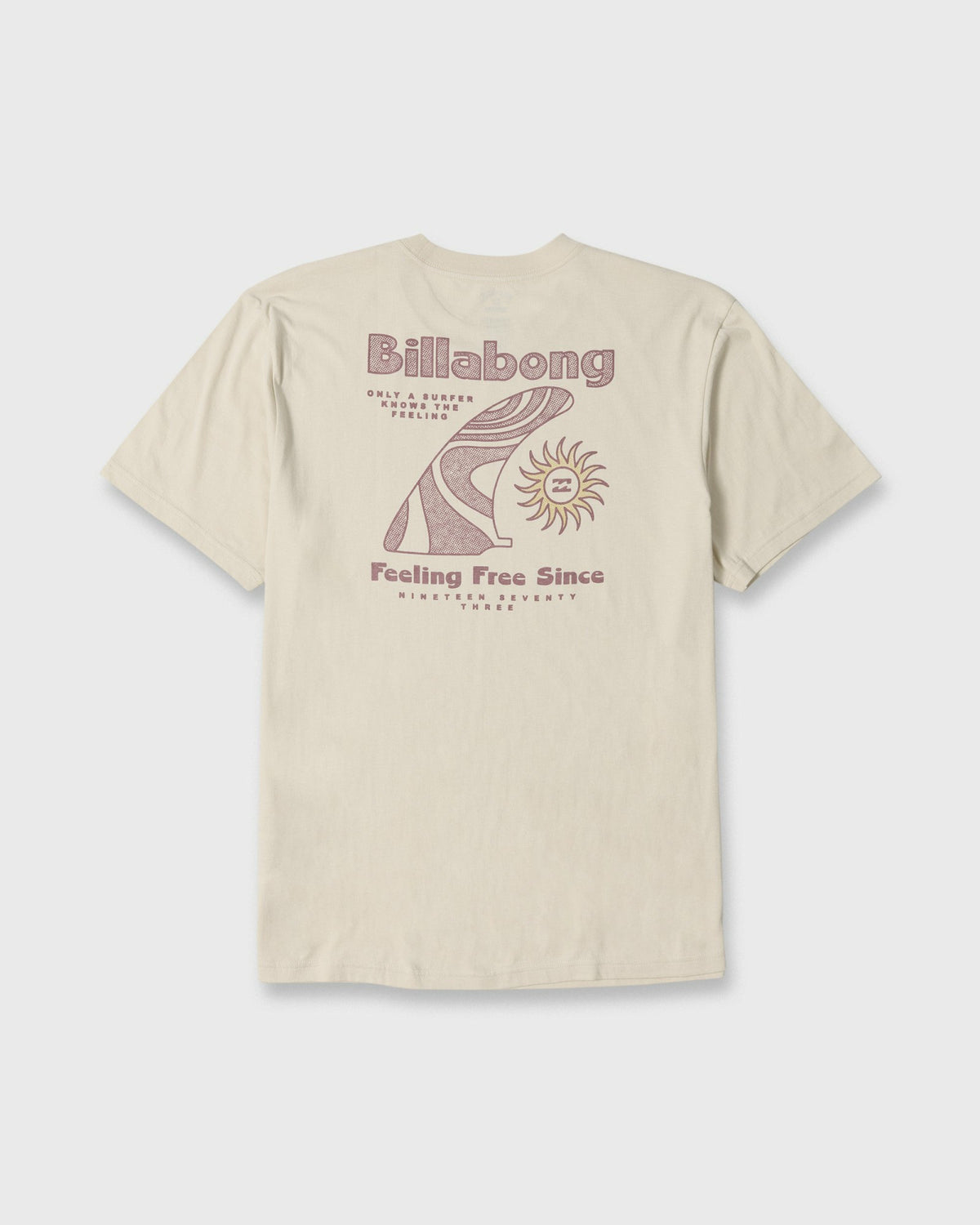 Billabong Men's Single Fin Premium Short Sleeve Knit T-Shirt - Oatmeal