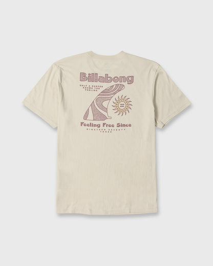 Billabong Men's Single Fin Premium Short Sleeve Knit T-Shirt - Oatmeal