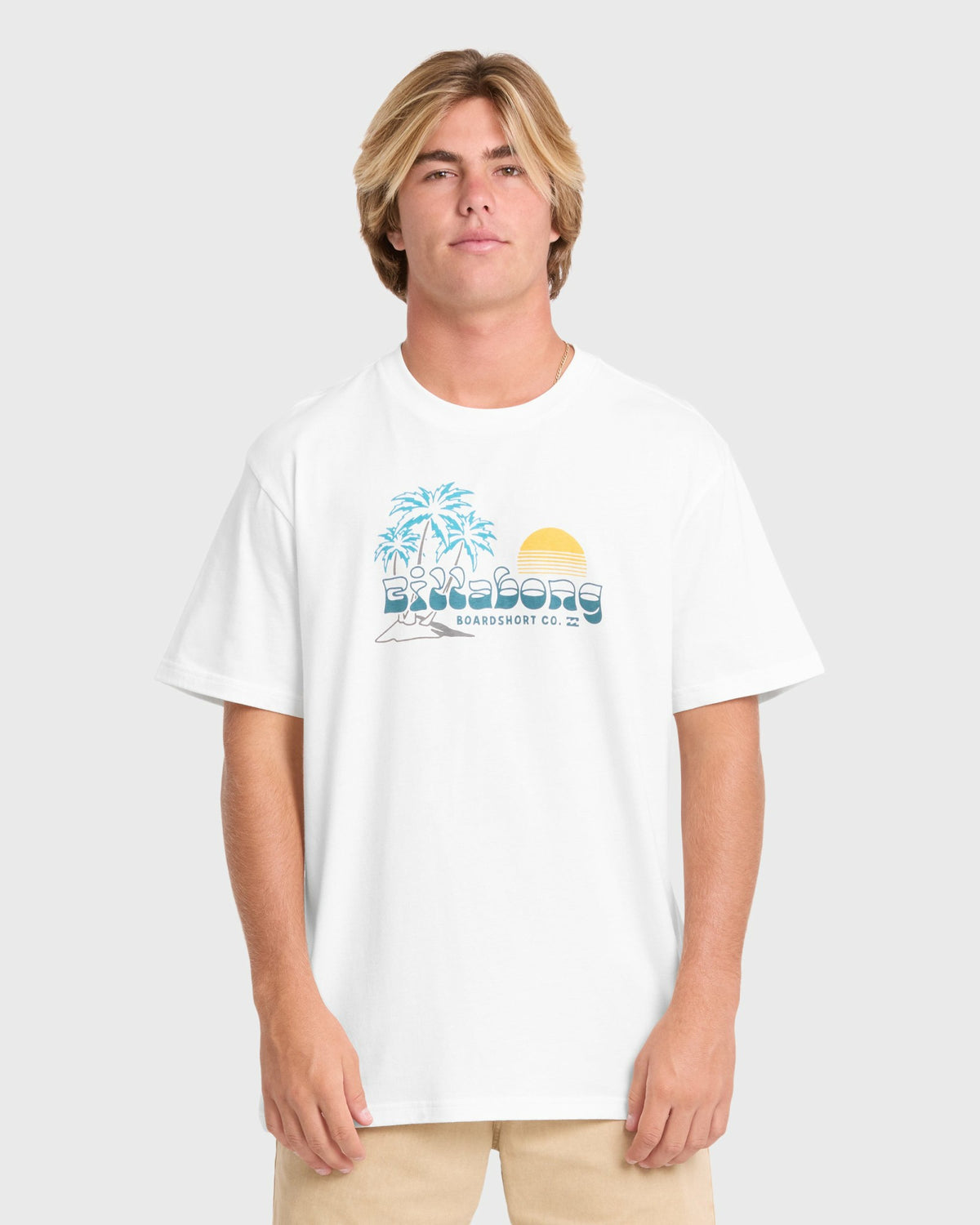 Billabong Men's Check Out Premium Short Sleeve Knit T-Shirt - Off White