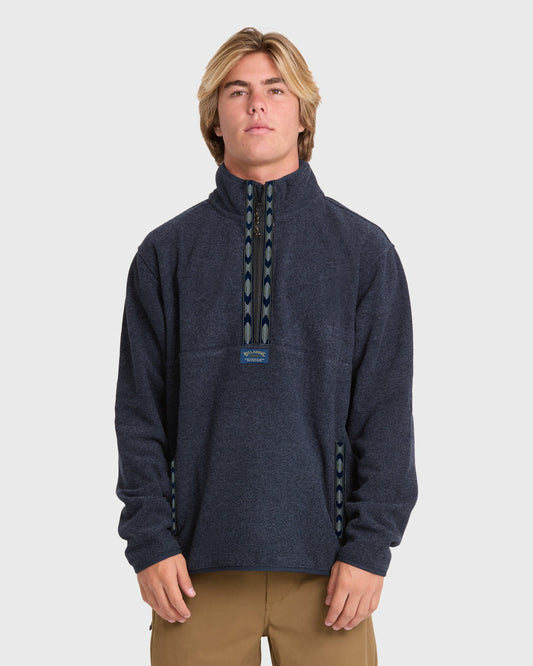 Billabong Men's Frontier Mockneck Quarter-Zip Fleece - True Navy