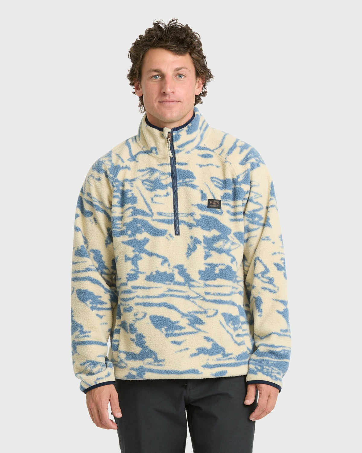 Billabong Men's A\/Div Boundary Mock Neck Half-Zip Sweatshirt - Sand Khaki