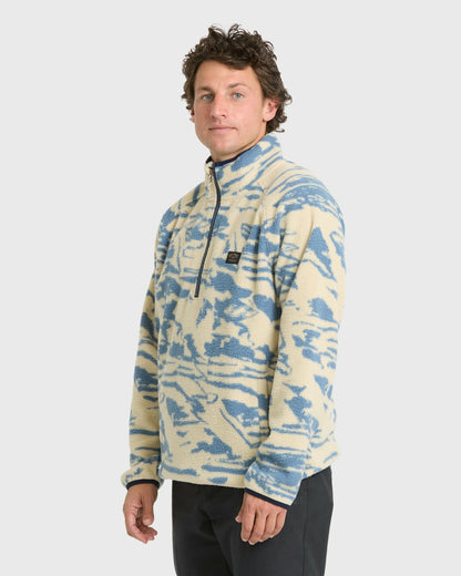 Billabong Men's A\/Div Boundary Mock Neck Half-Zip Sweatshirt - Sand Khaki