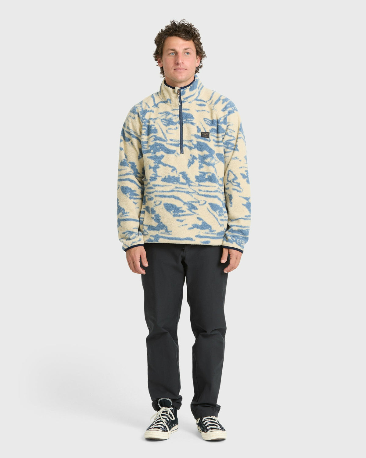 Billabong Men's A\/Div Boundary Mock Neck Half-Zip Sweatshirt - Sand Khaki