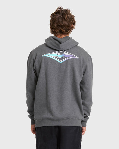 Billabong Men's Crayon Wave Pullover Hoodie - Dark Gray Heather