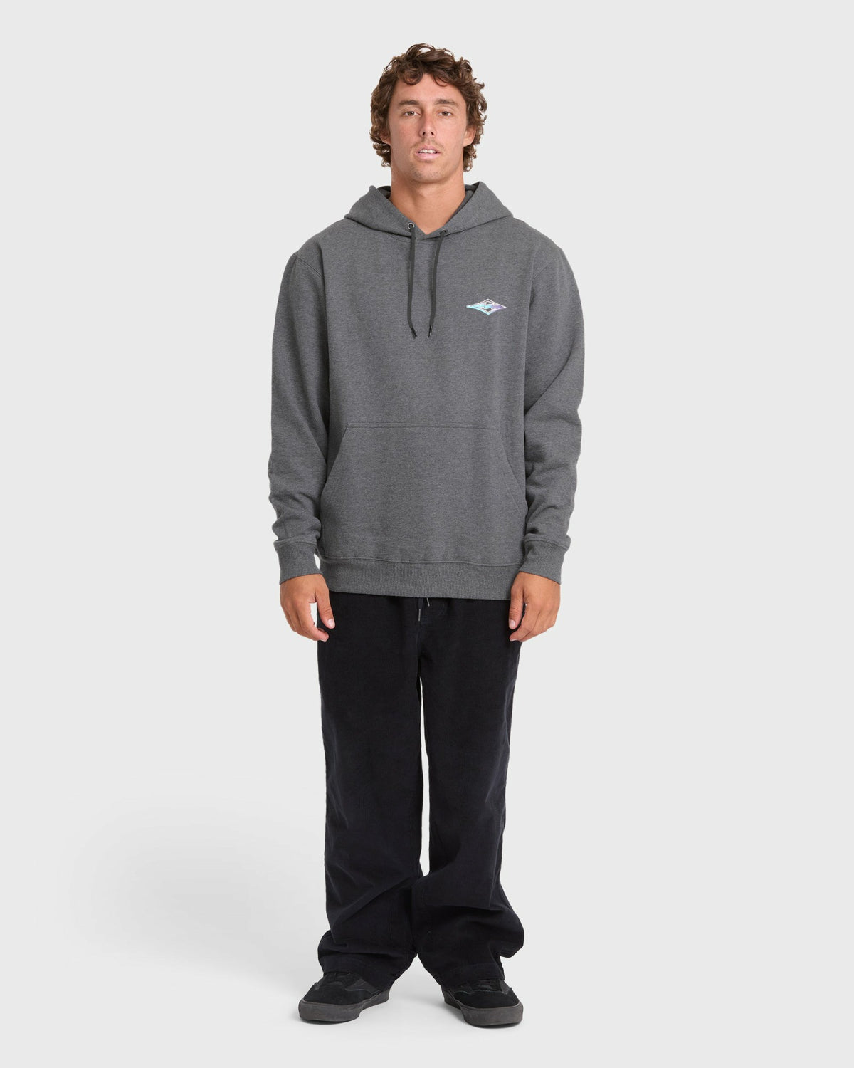 Billabong Men's Crayon Wave Pullover Hoodie - Dark Gray Heather
