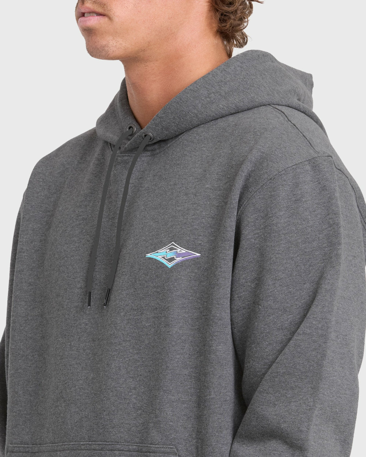 Billabong Men's Crayon Wave Pullover Hoodie - Dark Gray Heather