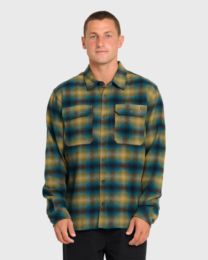 Billabong Men's Offshore Long Sleeve Flannel Shirt - Ultramarine Green