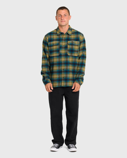 Billabong Men's Offshore Long Sleeve Flannel Shirt - Ultramarine Green