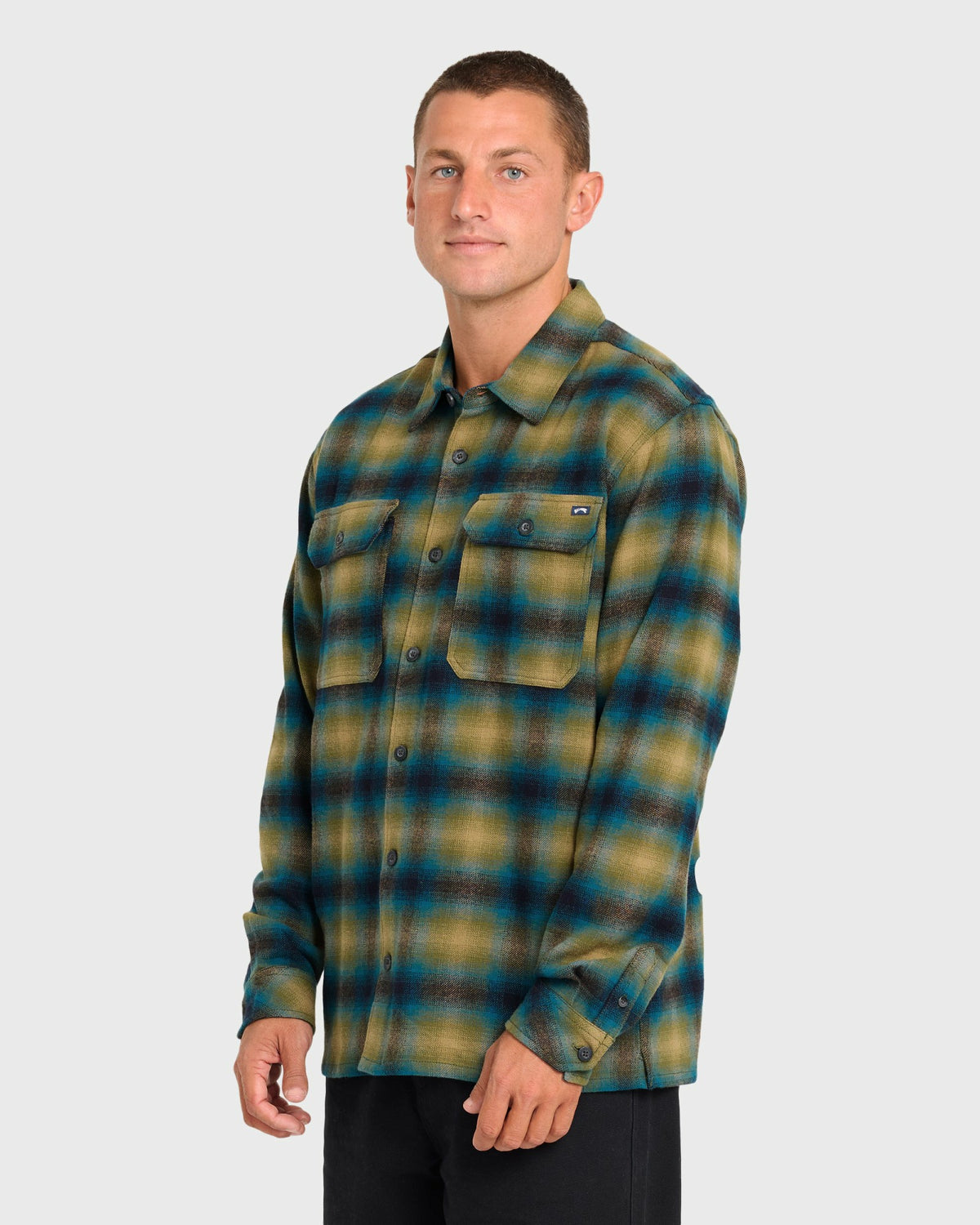 Billabong Men's Offshore Long Sleeve Flannel Shirt - Ultramarine Green