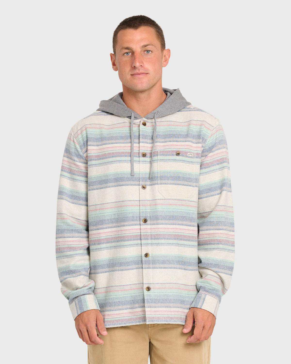 Billabong Men's Baja Long Sleeve Flannel Shirt - Oatmeal