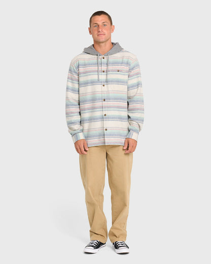 Billabong Men's Baja Long Sleeve Flannel Shirt - Oatmeal