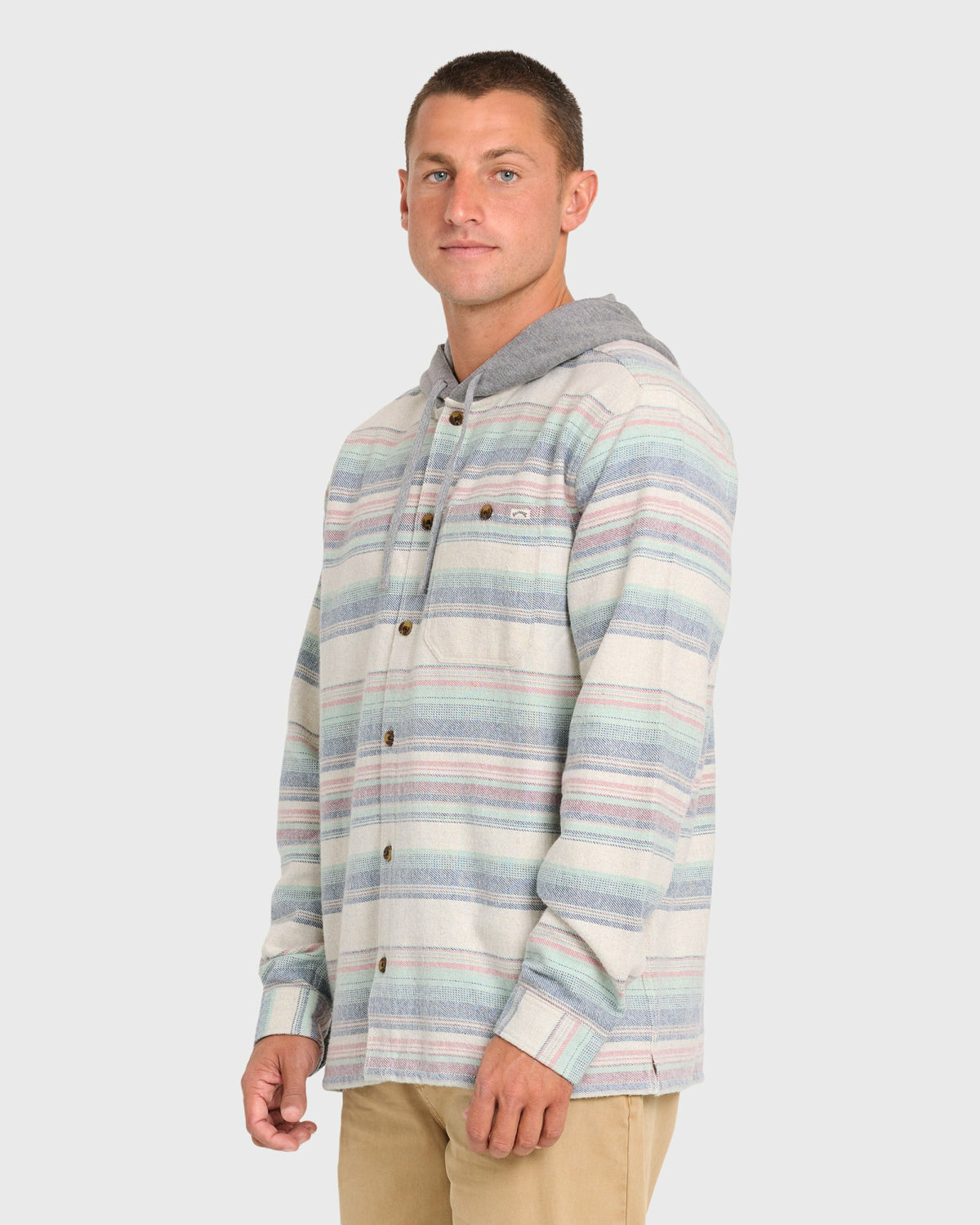 Billabong Men's Baja Long Sleeve Flannel Shirt - Oatmeal