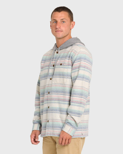 Billabong Men's Baja Long Sleeve Flannel Shirt - Oatmeal