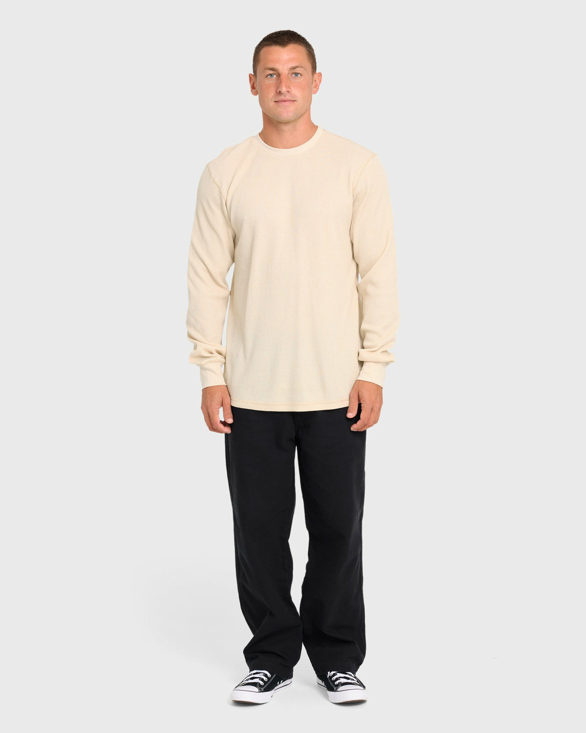 Billabong Men's Essential Thermal Long Sleeve Knit Tee - Oatmeal