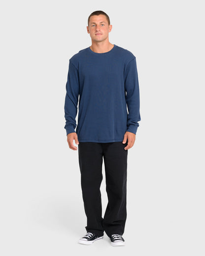 Billabong Men's Essential Thermal Long Sleeve Knit Tee - Dark Denim