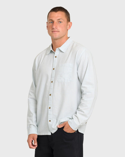 Billabong Men's Garage Post Up Long Sleeve Oxford Shirt - Blue Smoke