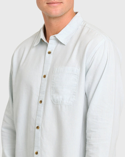 Billabong Men's Garage Post Up Long Sleeve Oxford Shirt - Blue Smoke