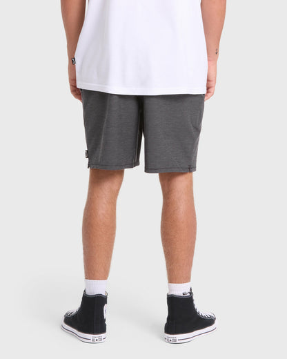 Billabong Men's Crossfire Elastic Wave Washed 18\" Amphibian Hybrid Shorts - Black