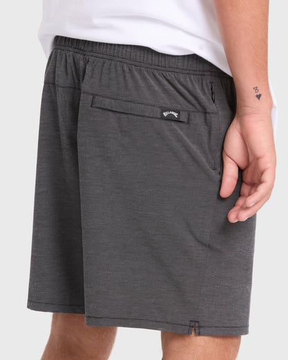 Billabong Men's Crossfire Elastic Wave Washed 18\" Amphibian Hybrid Shorts - Black