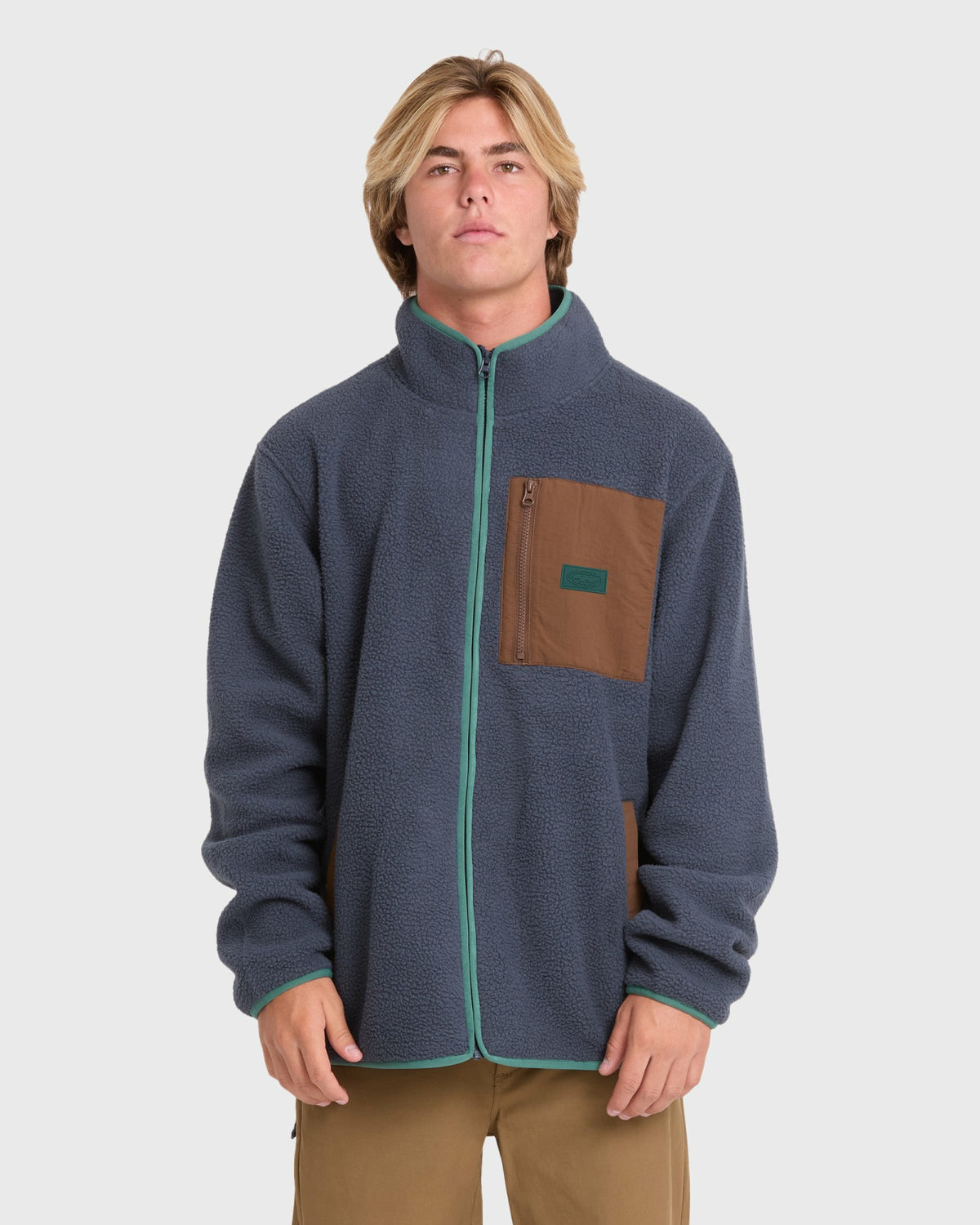 Billabong Men's Alpine Mock Neck Full-Zip Fleece - Blue Graphite