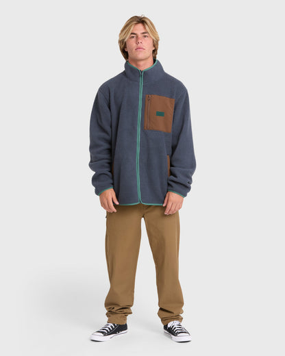 Billabong Men's Alpine Mock Neck Full-Zip Fleece - Blue Graphite