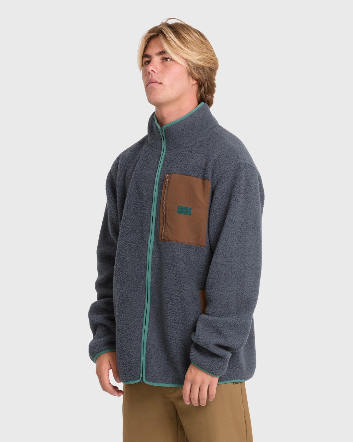Billabong Men's Alpine Mock Neck Full-Zip Fleece - Blue Graphite