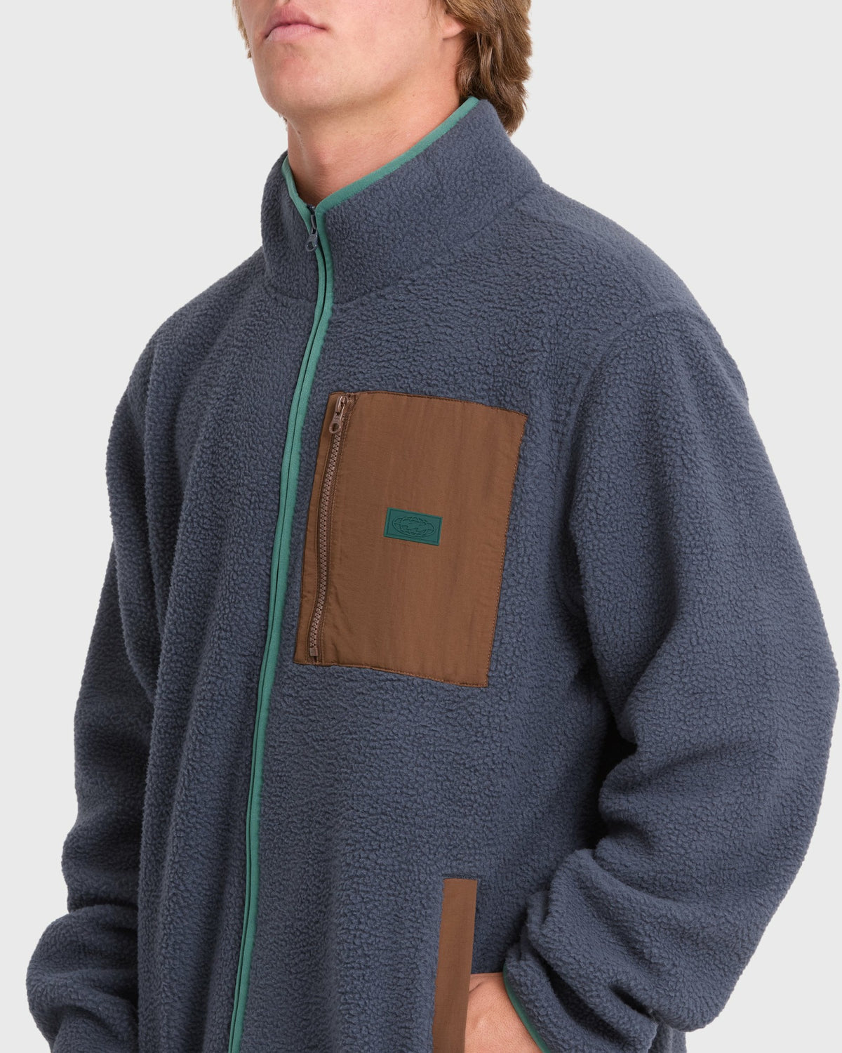 Billabong Men's Alpine Mock Neck Full-Zip Fleece - Blue Graphite