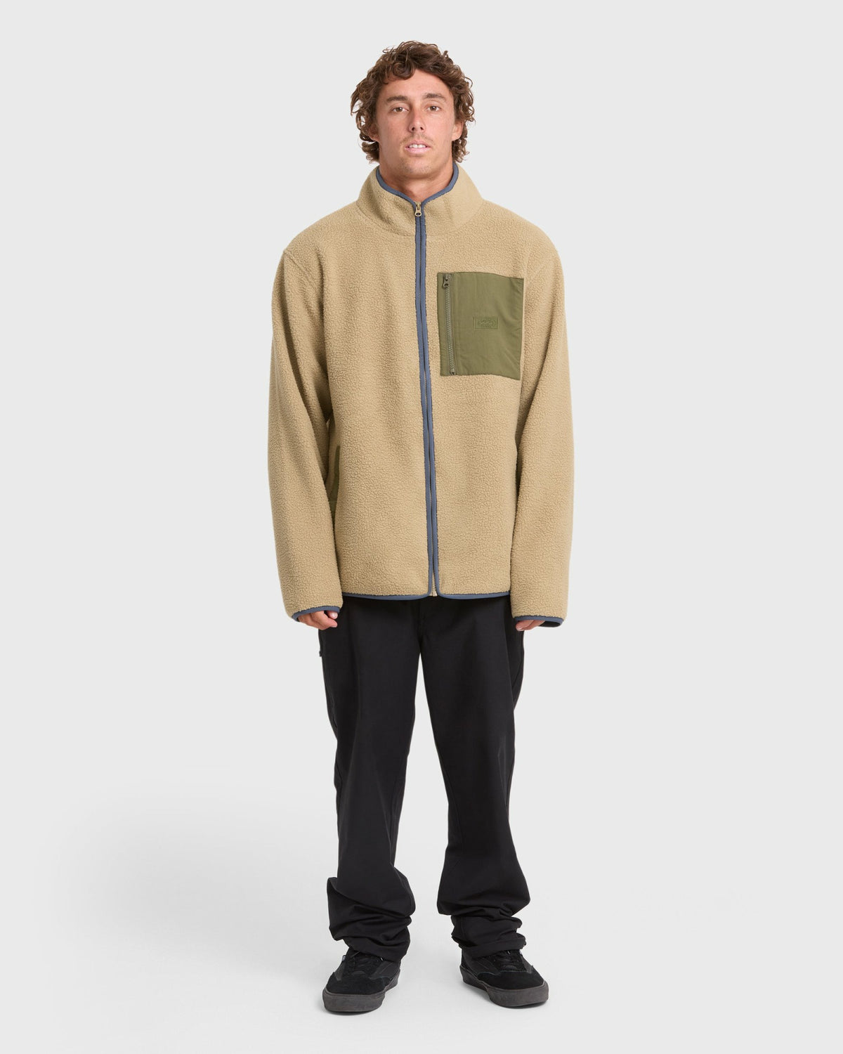 Billabong Men's Alpine Mock Neck Full-Zip Fleece - Pale Khaki