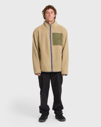 Billabong Men's Alpine Mock Neck Full-Zip Fleece - Pale Khaki
