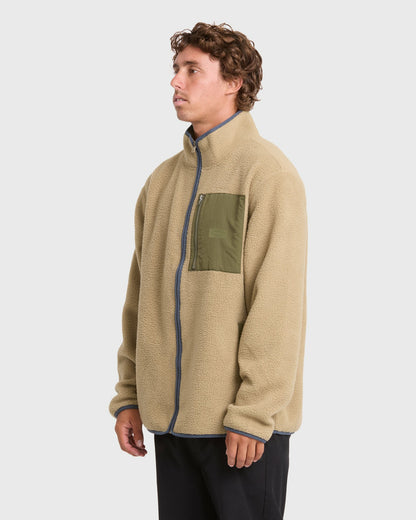 Billabong Men's Alpine Mock Neck Full-Zip Fleece - Pale Khaki