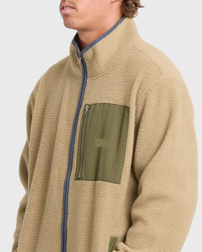 Billabong Men's Alpine Mock Neck Full-Zip Fleece - Pale Khaki