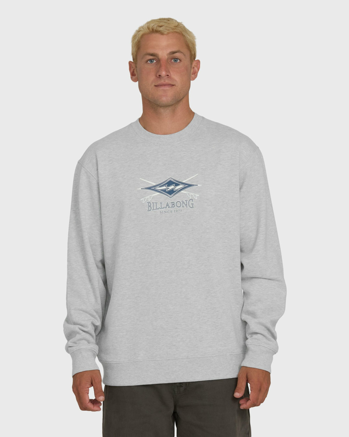 Billabong Men's Short Sands Crewneck Sweatshirt - Light Grey Heather