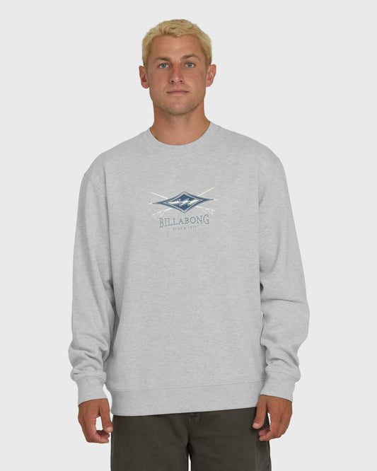 Billabong Men's Short Sands Crewneck Sweatshirt - Light Grey Heather