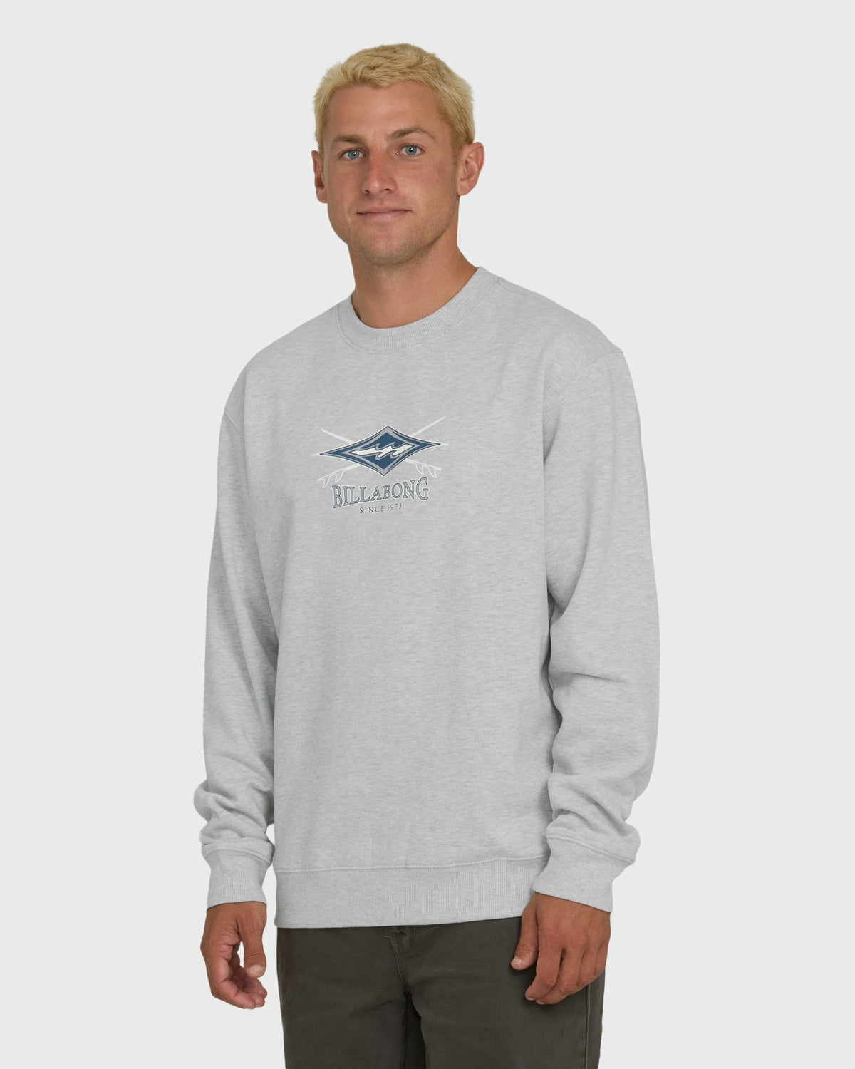 Billabong Men's Short Sands Crewneck Sweatshirt - Light Grey Heather