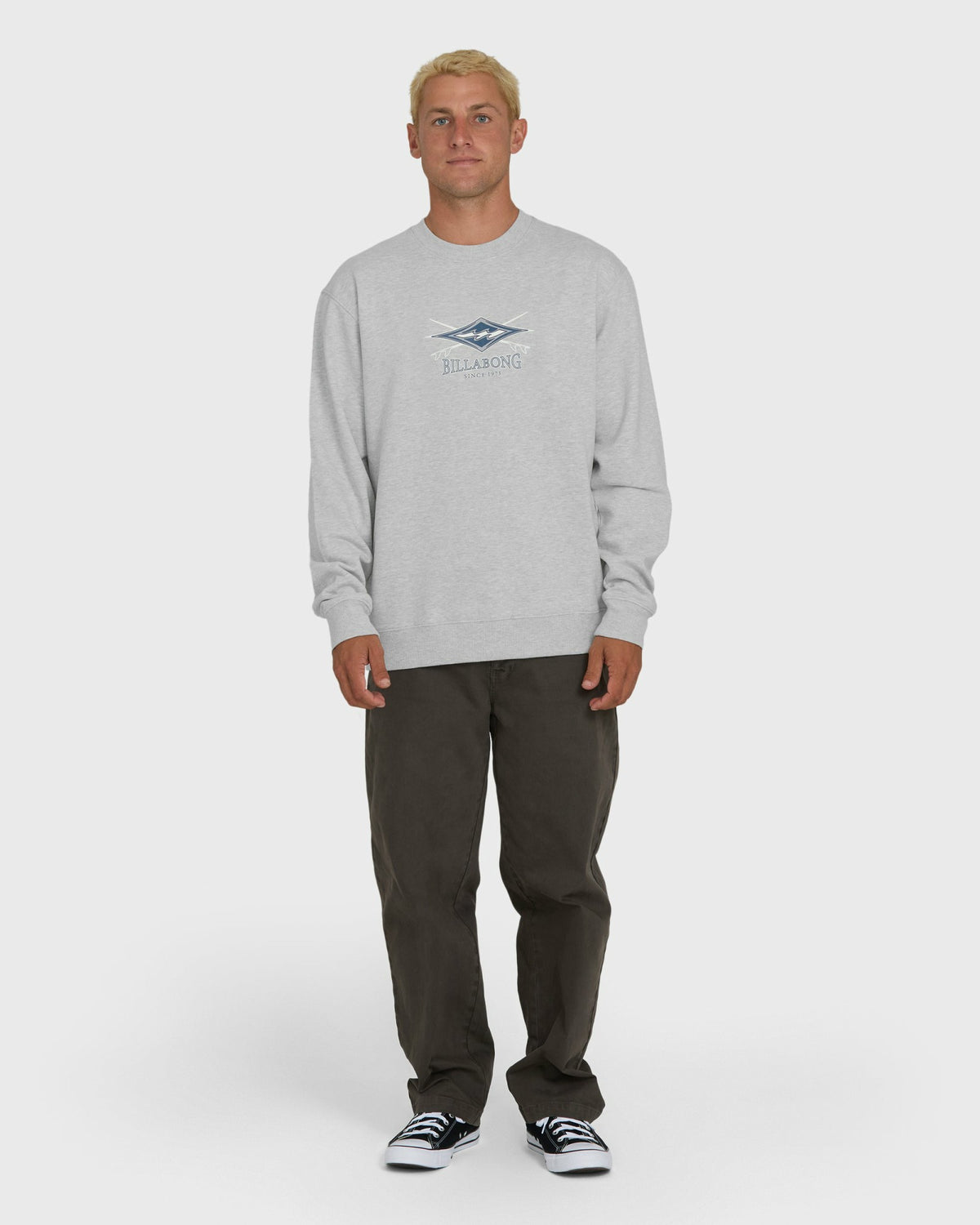Billabong Men's Short Sands Crewneck Sweatshirt - Light Grey Heather