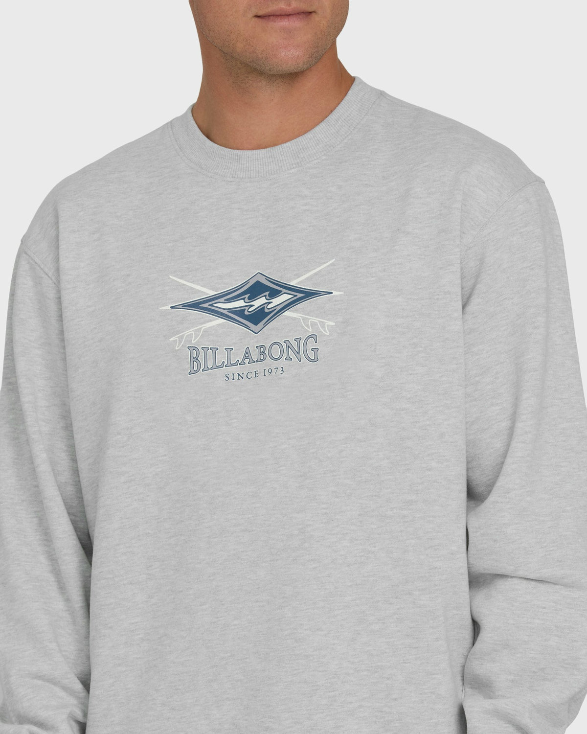 Billabong Men's Short Sands Crewneck Sweatshirt - Light Grey Heather