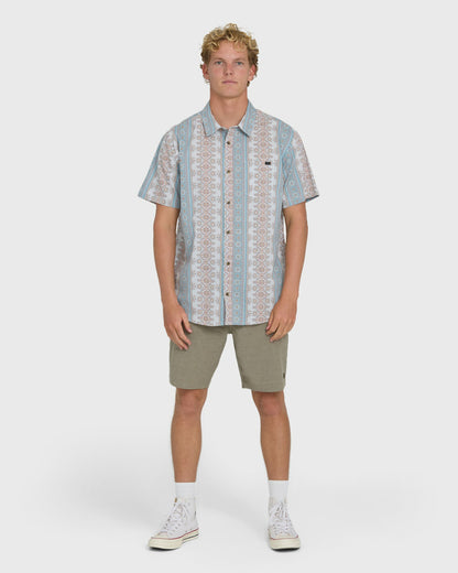 Billabong Men's Sundays Short Sleeve Woven Shirt - Blue Fog