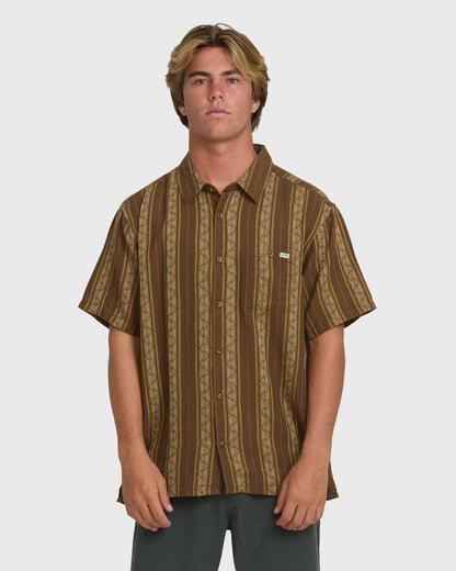 Billabong Men's Sundays Jacquard Short Sleeve Woven Shirt - Vintage Khaki