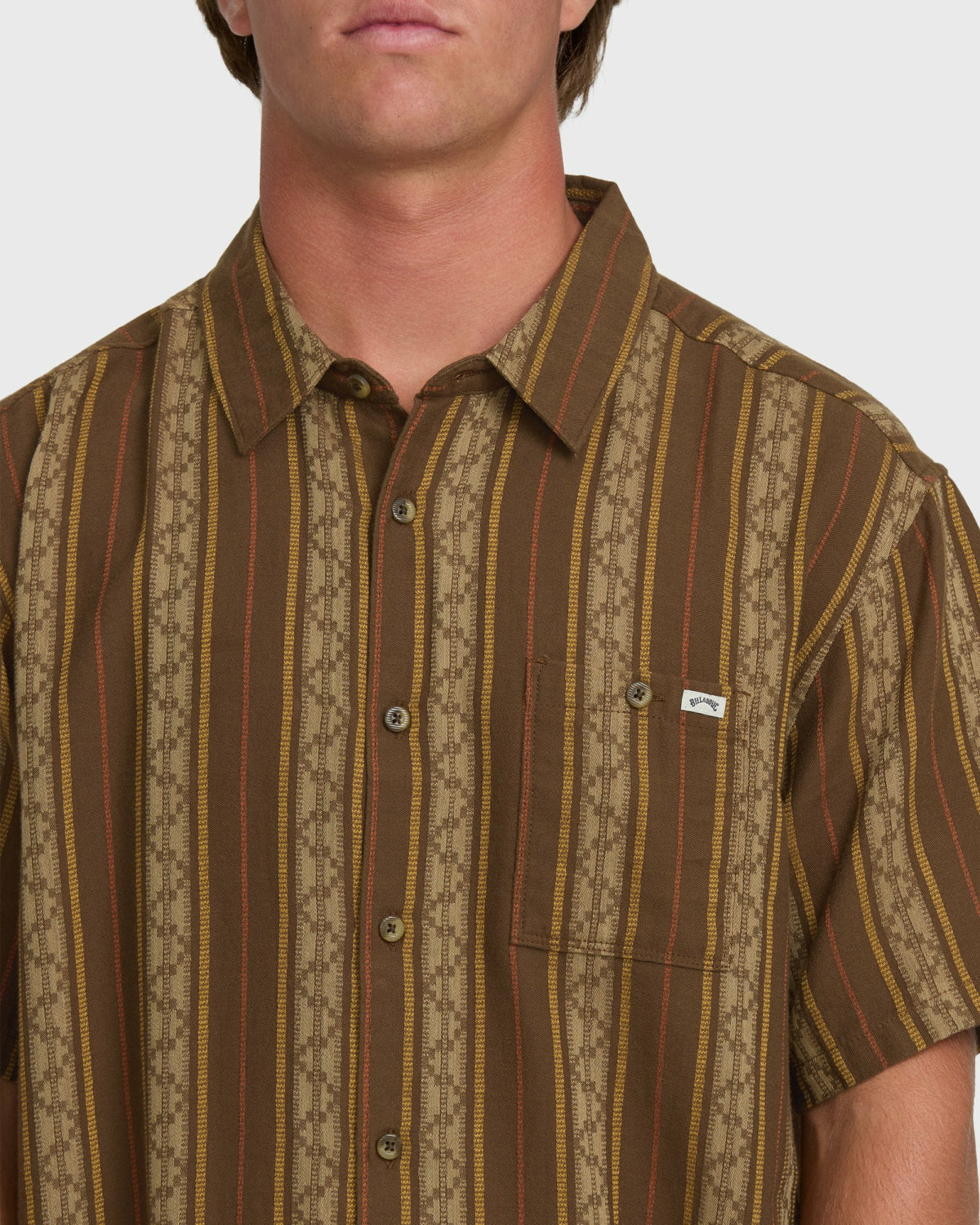 Billabong Men's Sundays Jacquard Short Sleeve Woven Shirt - Vintage Khaki